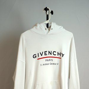Mens XL White Givenchy Logo Hoodie
